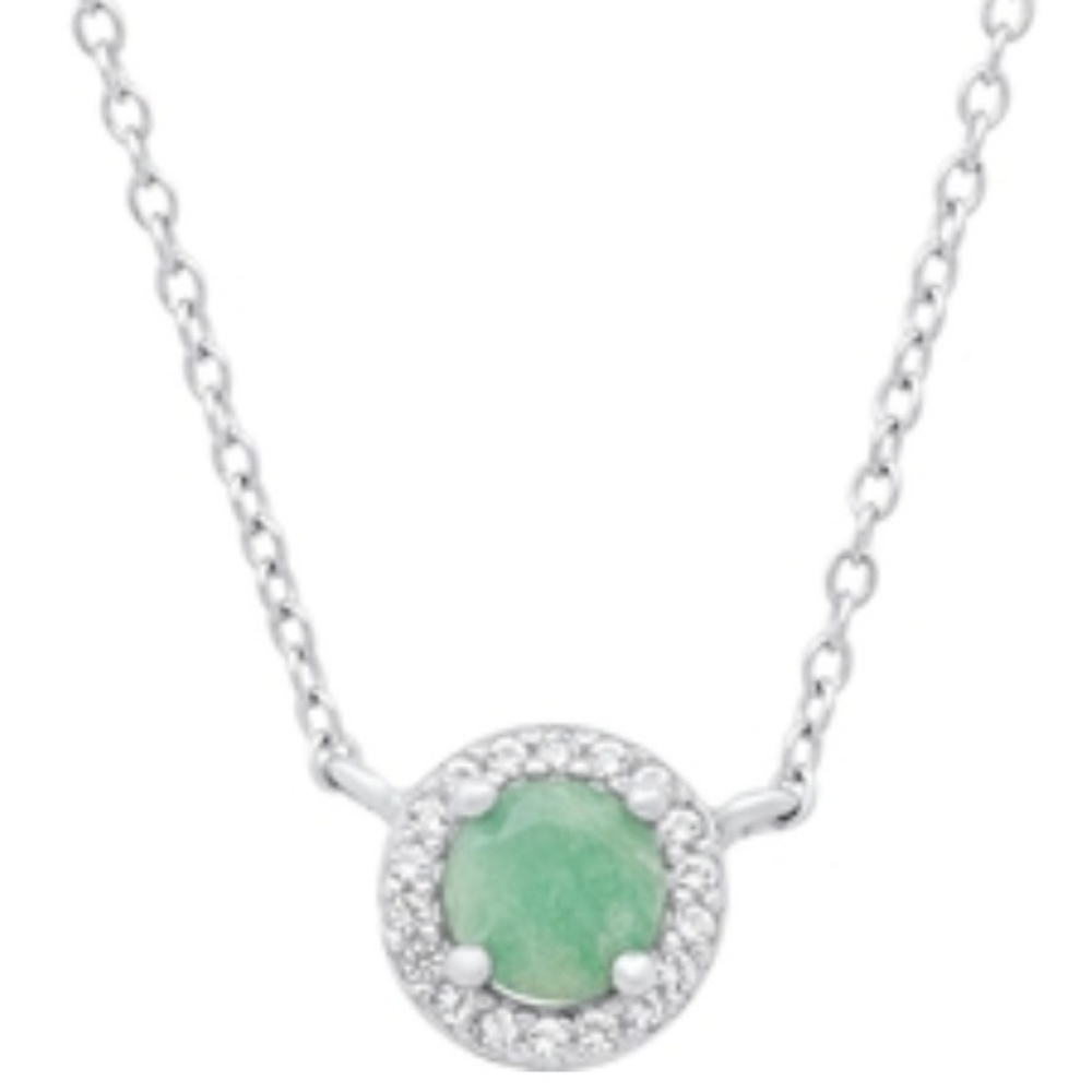 Sterling silver genuine emerald white Topaz 16in